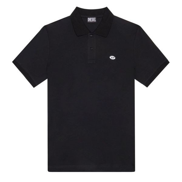 DIESEL T-SMITH-DOVAL-PJ　M Ａ03820 訳あり DIESEL ディーゼル ポロシャツ メンズ ブラック オーバルD T